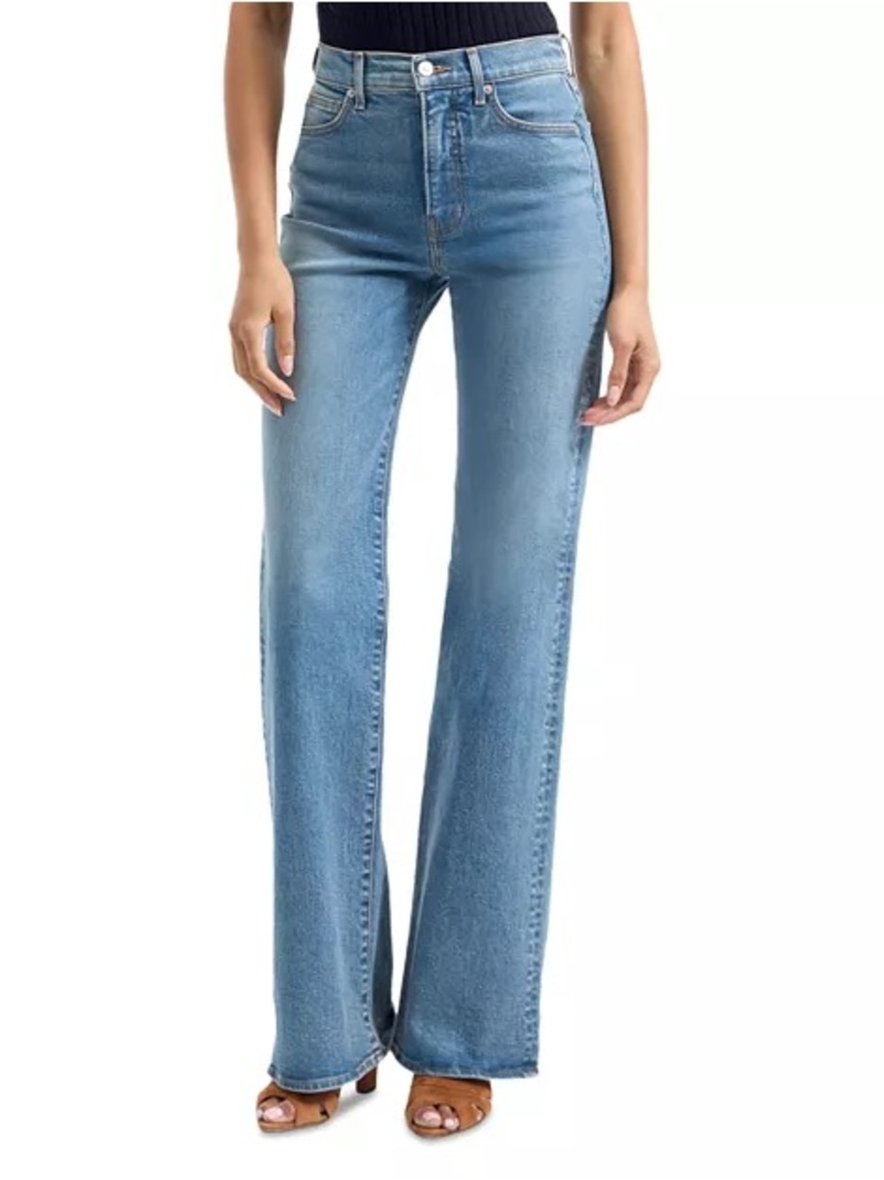 Veronica Beard Mid-Wash High-Rise Wide-Leg Jeans